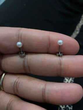 New White Pearl Flat back Stud Earrings